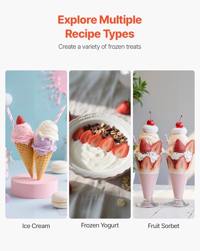 VEVOR Ice Cream Maker, 2.11 Qt. Large Capacity, Electric Automatic Ice-Cream Machine, with Easy Operation & Cleaning, Stainless Steel Shell, for Homemade Frozen Yogurt, Fruit Sorbet, Gelato, Silver