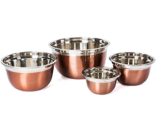 Colleta Home Stainless Steel Mixing Bowls-4 Pc set- Stackable Nesting Bowls - Polished Matte Finish - Cookware Set