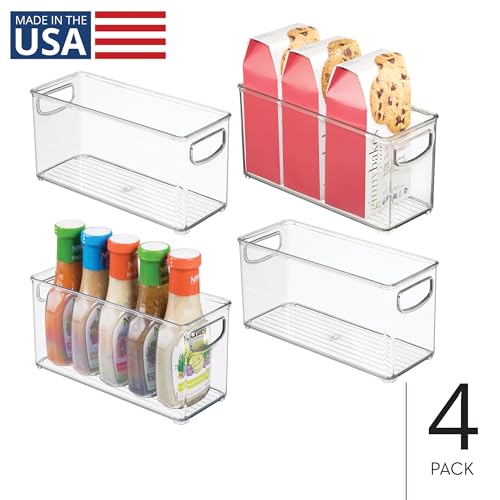 iDesign Slim Clear Plastic Stackable Storage Bin, Tall Narrow, 4-Pack