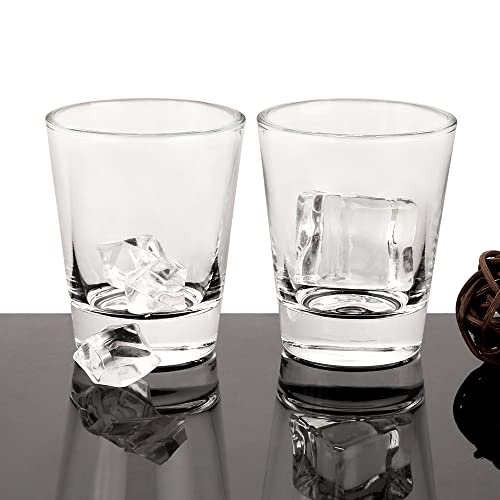 BTGLLAS Heavy Base Shot Glasses, 1.5 oz Sets of Clear Shot Glass (2 Pack), Measuring Cup for Espresso, Liquid, and Wine - Heavy Glass (Glass, 2Pack)
