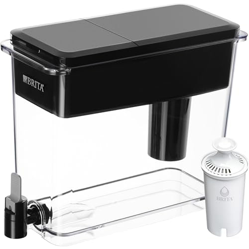 Brita Extra-Large 27-Cup Water Filter Dispenser with Standard Filter, WQA NSF/ANSI Certified, Removes Chlorine Taste & Odor, Reduces Zinc Copper & Mercury, BPA-Free, 1 Filter Included, Lasts 2 Months