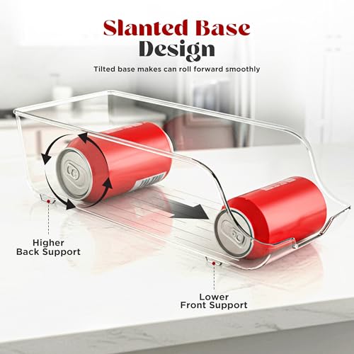 Utopia Kitchen Soda Can Organizer and Dispenser for Refrigerator/Pantry - Durable Can Storage Organizer Fridge & Kitchen Organization - (Clear, Set of 4)
