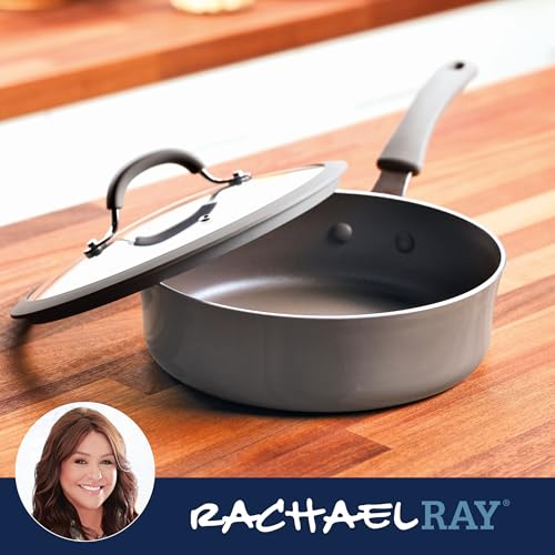 Rachael Ray Cook + Create Nonstick Sauté Pan with Lid, 3 Quart, Gray