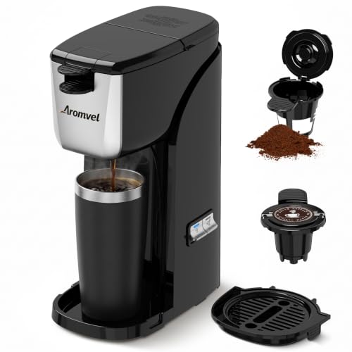 Aromvel 2-in-1 Single Serve Coffee Maker for K Cup Pods & Ground Coffee, 6 to 14 oz Brew
