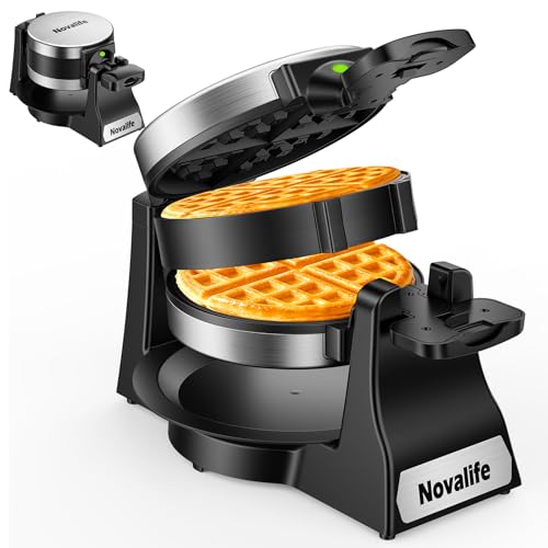 Waffle Maker, 1400W Belgian Waffle Maker, Double Waffle Iron 180° Flip