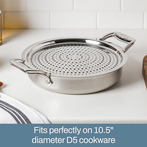 All-Clad D5® 5-Ply Brushed Stainless Steel Sauteuse with lid and Strain & Splatter Guard, 4-Quart, Induction, Oven & broiler safe up to 600°F, Cookware, Kitchen Essential, Pots and Pans, Silver