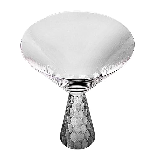 American Atelier Daphne Martini Glasses | Set of 2 | Hammered Metal Design | 9-Ounce Capacity | Elegant Cocktail Barware for Martini or Cosmopolitan (Silver)