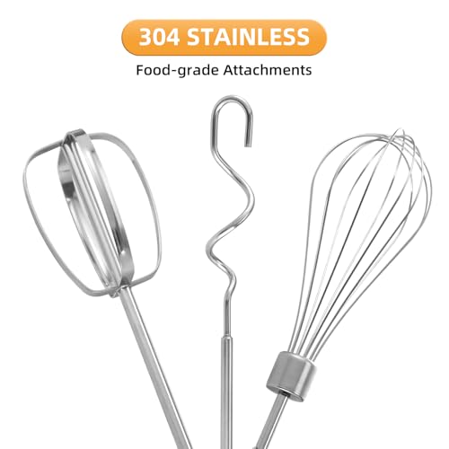 GELANGS Hand Mixer, 5-Speed Electric with Turbo Boost, White, Copper Motor, 400W, Dishwasher-Safe Attachments for Baking, Whipping, Dough