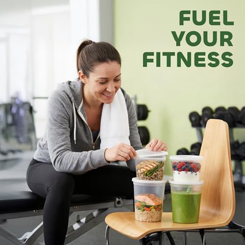 JoyServe 48 Sets Deli Containers with Lids – 16oz & 32oz – Leak Proof, Microwaveable, Dishwasher & Freezer Safe – Plastic Food Storage & Soup Containers