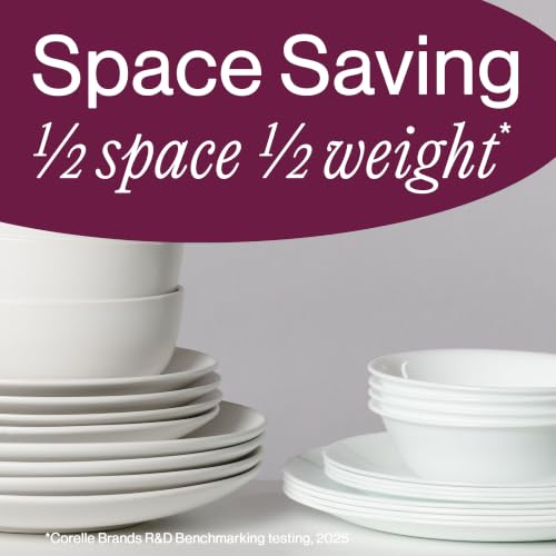 Corelle Vitrelle 18 Piece Glass Dinnerware Sets Service for 6, Triple Layer Chip & Crack Resistant Glass Plate and Bowl Sets, Wildflower