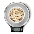 Amazon Basics Digital Kitchen Scale with LCD Display, Tare Function, Multiple Units, Weighs up to 11 Pounds, Batteries Included, Black and Stainless Steel