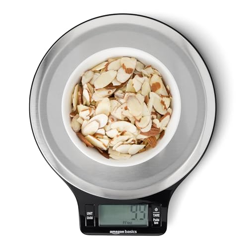 Amazon Basics Digital Kitchen Scale with LCD Display, Tare Function, Multiple Units, Weighs up to 11