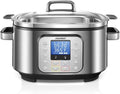 HOUSNAT Slow Cooker, 10 in 1 Programmable Slow Cooker 6QT 304 Stainless Steel Inner Pot, Multi-Cooker with Rice, Yogurt, Sauté, Steam, Delay Start & Adjustable Temp – for Large Families & Entertaining