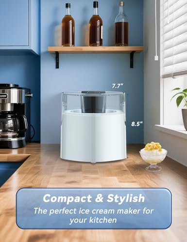 Ice Cream Maker, 1.5-Qt Ice Cream Machine and Frozen Yogurt Machine, 1.5-Qt Insulated Freezer Bowl, LCD Screen and Timer, Quick Results, Easy to Operate and Clean