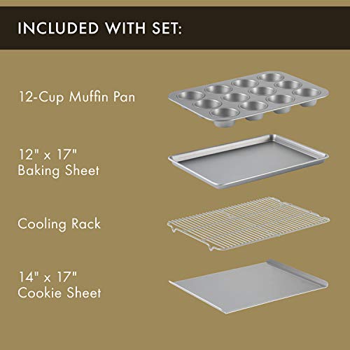 Calphalon 10-Piece Nonstick Bakeware Set Includes Baking Sheet Cookie Sheet Cake Pans Muffin Pan and More Dishwasher Safe Silver