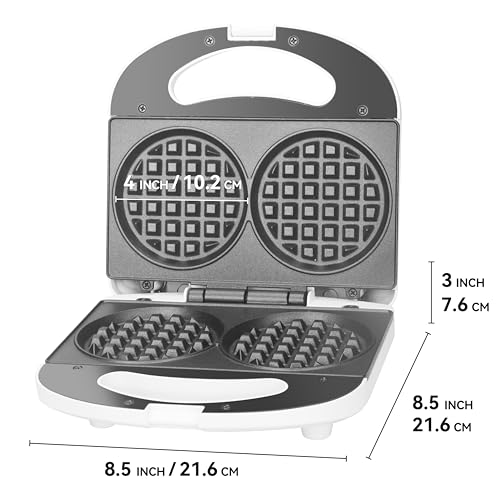 SugarWhisk Double Mini Waffle Maker Machine, Chaffle Maker, Waflera Electrica, Small Waffle Iron for Waffles, Keto Chaffles, Hash Browns, Cookies, 4 Inch