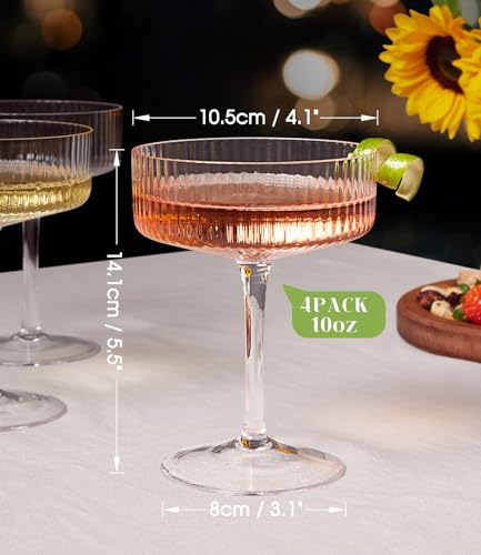 LUNA & MANTHA Martini Glasses, Martini Cocktail Glasses for Margarita, Manhattan, Cosmopolitan, Espresso, Home Bar, Evening Parties, Birthdays, Housewarming Gift,Set of 4-10oz