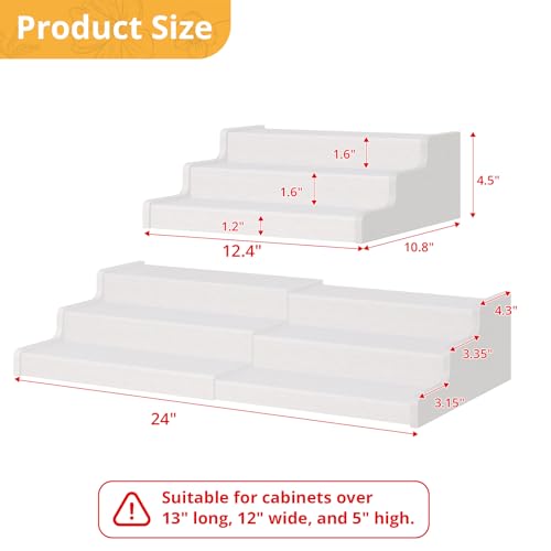 Expandable Bamboo Can Rack Organizer for Pantry, 3-Tier Adjustable Can Storage for Kitchen Cabinets, Soda & Canned Goods Holder for Pantry Organization, Holds Up to 24 Cans, White (Patent Pending)