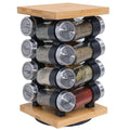 Orii 16 Jar Rotating Bamboo Spice Rack with Spices Included & 5-Year Spice Refill Program – Compact Countertop Spice Rack with Glass Jars