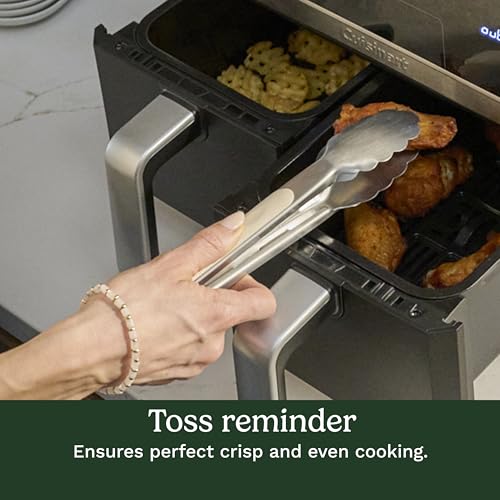 Cuisinart Dual Basket Air Fryer, Two Baskets 11 Qt in Total, 6 Functions: Air Fry, Roast, Bake, Broil, Dehydrate & Keep Warm, Features Sync Finish & Sync Settings, Toss Reminder & Auto-Pause, ADZ-112