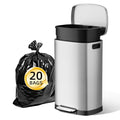 KUK 13 Gallon/50L Stainless Steel Kitchen Trash Can with Lid and Step Pedal-Large Capacity Garbage Bin with Odor Seal, Silent Close Lid, Removable Inner Bucket for Home, Kitchen, Bedroom, Office