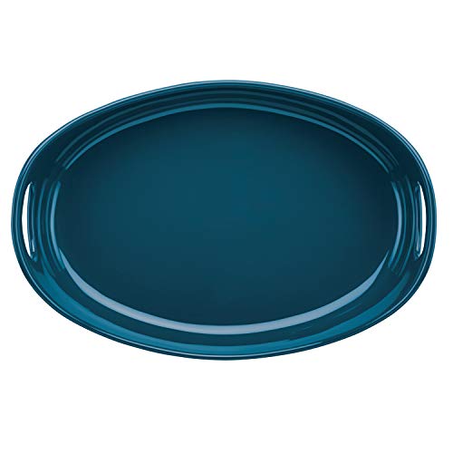 Rachael Ray Ceramics Bubble and Brown Oval Baker Set, 2-Piece, Marine Blue