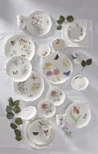 Lenox Dinnerware Set, Butterfly Meadow 28-Piece Set, Service For 4, Porcelain Plates With Scalloped Edges, Plates And Bowls Sets, Microwave Safe, Dishwasher Safe, Home & Kitchen (28 Piece, Assorted)