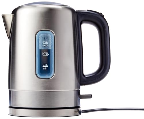Amazon Basics Electric Stainless Steel Kettle for Tea and Coffee, BPA-Free, Fast Boiling, Auto Shut-Off, 1 Liter