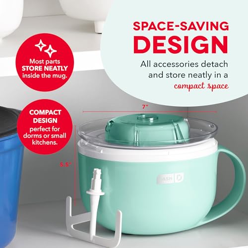 Dash My Mug Ice Cream Maker - Makes Single Serving of Gelato, Frozen Yogurt, Sorbet & More - Easy to Clean & Use - Aqua, 1 Bowl