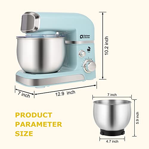 Kitchen in the box Stand Mixer,3.2Qt Small Electric Food Mixer,6 Speeds Portable Lightweight Kitchen Mixer for Daily Use with Egg Whisk,Dough Hook,Flat Beater