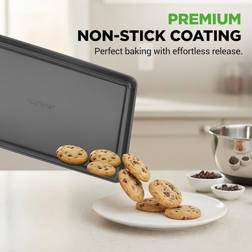 NutriChef 8-Piece Nonstick Stackable Bakeware Set - PFOA, PFOS, PTFE Free Baking Pans Set w/Non-Stick Coating, 450°F Oven Safe, Round Cake, Loaf, Muffin, Wide/Square Pans, Cookie Sheet (Gray)