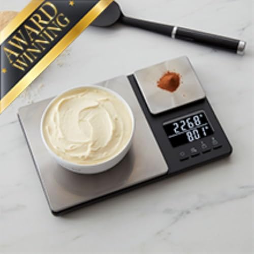 KitchenAid KQ909 Dual Platform Digital Kitchen and Food Scale, 11 pound capacity and Precision 16oz capacity, Black with Stainless Steel