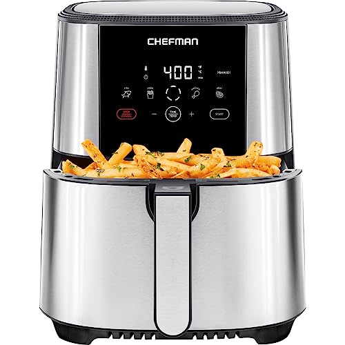 Chefman TurboFry Touch Air Fryer, Large 5-Quart Family Size, One Touch Digital Control Presets, French Fries, Chicken
