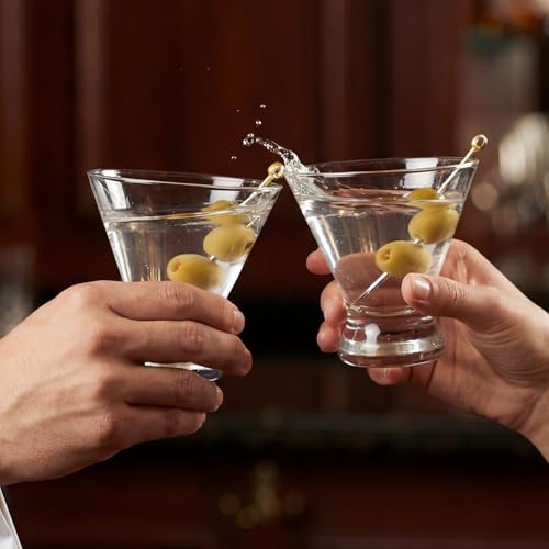USEEKRI 18PCS Stemless Martini Glasses bulk Set, 8oz Crystal Clear Cosmopolitan Glasses for Margarita, Manhattan, Heavy Base Short Martini Glasses for Home Bar & Parties