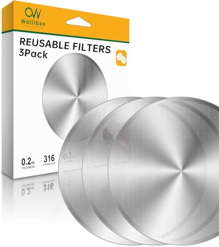 3Pack Reusable Filters Compatible with Aeropress Coffee Maker, 316 Stainless Steel 0.2mm Ultra-Thin Coffee Filters