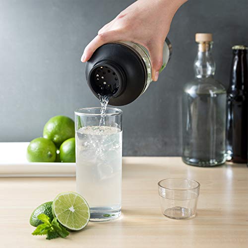 Host All in One Cocktail Shaker Set with Measurements, Reamer, Bottle Opener, Strainer and Jigger for Cold Brew Cocktails, Home Bar, Bartending, Camping, Picnic, Outdoor Party, On the Go, 18 oz