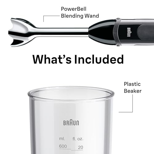 Braun MQ5000 Vario Hand Blender Stick – 21-Speed Handheld Immersion Blender with Turbo Boost, Stainless Steel Blades, SplashControl, EasyClick System, 400W, Hand Blenders for Smoothies