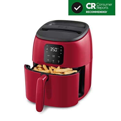 Dash Tasti-Crisp™ Digital Air Fryer – 2.6 Quart Small Compact Mini Air Fryer for French Fries, Nuggets & More, 1-2 People, Auto Shut Off, Adjustable Temp, Dishwasher Safe Parts - Red
