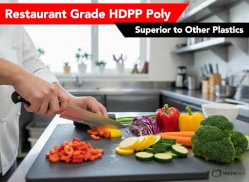 Large Poly Cutting Board, 18x12 Inch Black, 3/4" Thick, BPA Free and Dishwasher Safe