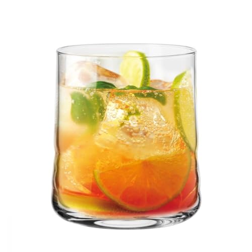 Krosno Whiskey Tumbler Glasses, Set of 4 , 10.5 oz , For Scotch, Bourbon, Liquor and Cocktail Drinks and Juice, Made in Europe