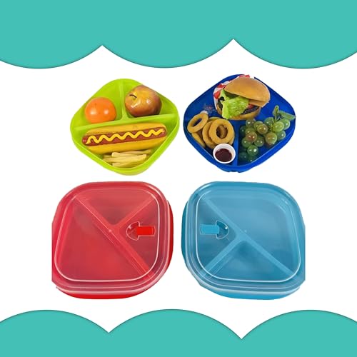 Freedom Farms Microwave Food Storage Tray Containers - 3-Compartment Divided Section - BPA Free Plates w/Vented Lid - For Leftovers or Lunch, Meal & Food Prep (2 Containers)
