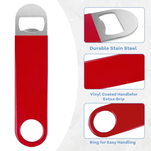 KTOJOY 3 Pack Bottle Openers,Beer Bottle Openers, Speed Openers, Stainless Steel Flat Bottle Opener with Exquisite Packaging, for Kitchen, Bar or Restaurant 7 inches Red, Black, Blue