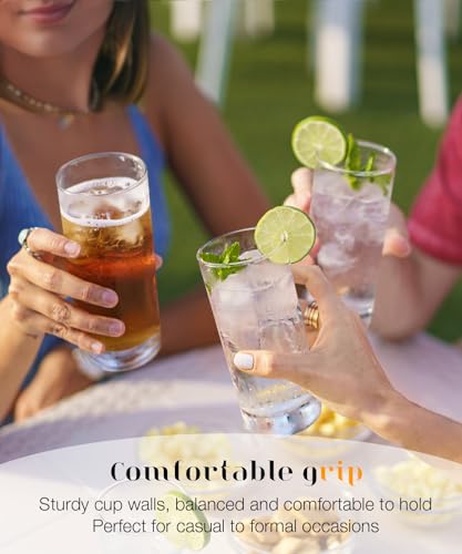 Echubao Highball Glasses Set of 6, 13oz Lead-Free Crystal Drinking Water Glasses, Clear Tall Glass Cups for Cocktail Parties & Daily Use