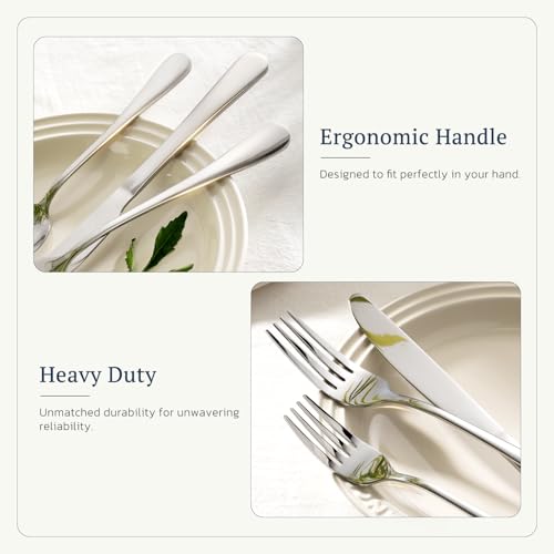 Astercook Silverware Set with Steak Knives 24-Piece Flatware Set for 4 Food-Grade Stainless Steel Cutlery Set Mirror Polished Utensils Set Include Spoons and Forks for Home Kitchen Restaurant