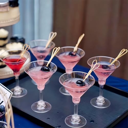 TOFLEN 40 Pack Plastic Martini Glasses 5 Oz Disposable Tall Mini Cocktail Cups Plastic Margarita Glasses Perfect for Spring Party, Birthday, Wedding, Easter