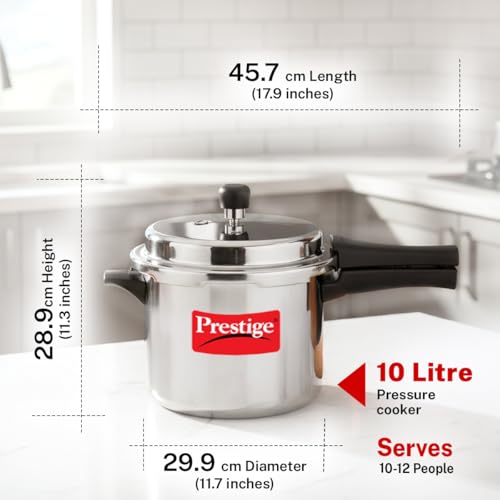 Prestige Popular Aluminium Pressure Cooker, 10 Liters