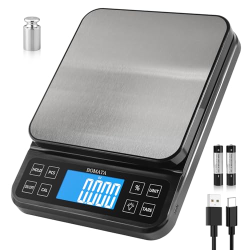 BOMATA Large Kitchen Scale with 0.1g/0.001oz High Precision, 5kg/11lb Bakery Scale with% Percentage