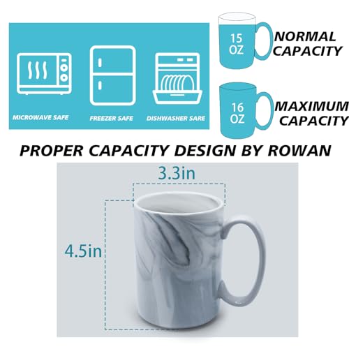 NBABSR Coffee Mugs Set of 4,16 OZ Large Tea Cups, Grey Marble Ceramic Cup with Big Handle,Bulk Marble Diner Mugs Set for Latte, Beer,Cappuccino,Microwave Dishwasher Safe Cup for Men Women Gift