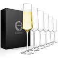 Generic Chouggo Champagne Flutes Set of 6 Hand Blown Crystal Champagne Glasses Hand Crafted by Artisans Premium Crystal Gift for Birthday 8oz Clear 6 Count Pack of 1 CG 01