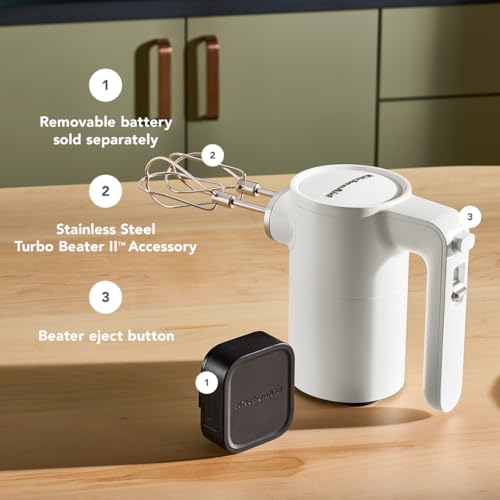 KitchenAid Go Cordless Hand Mixer - battery sold separately, KHMR700, Porcelain White